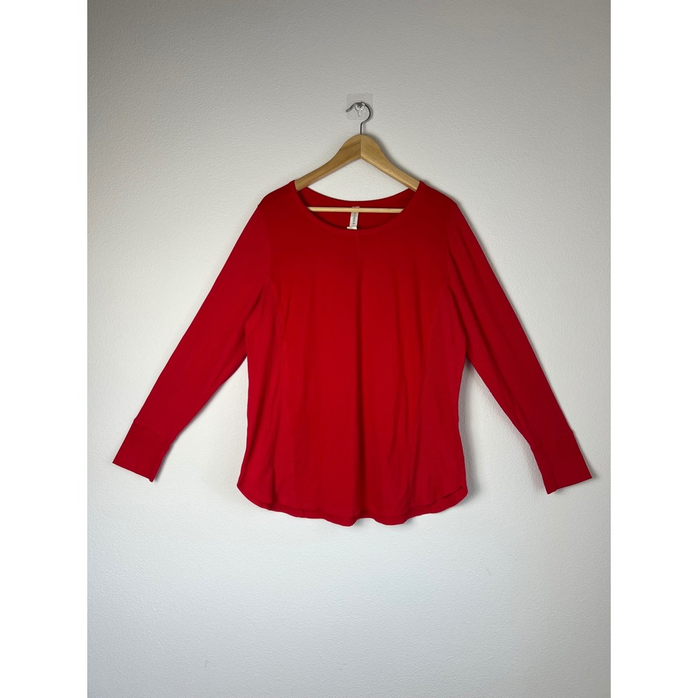 Cacique Red Swing Top Ribbed Sleeves Capsule Wardrobe Sz XL Casual Minimalist